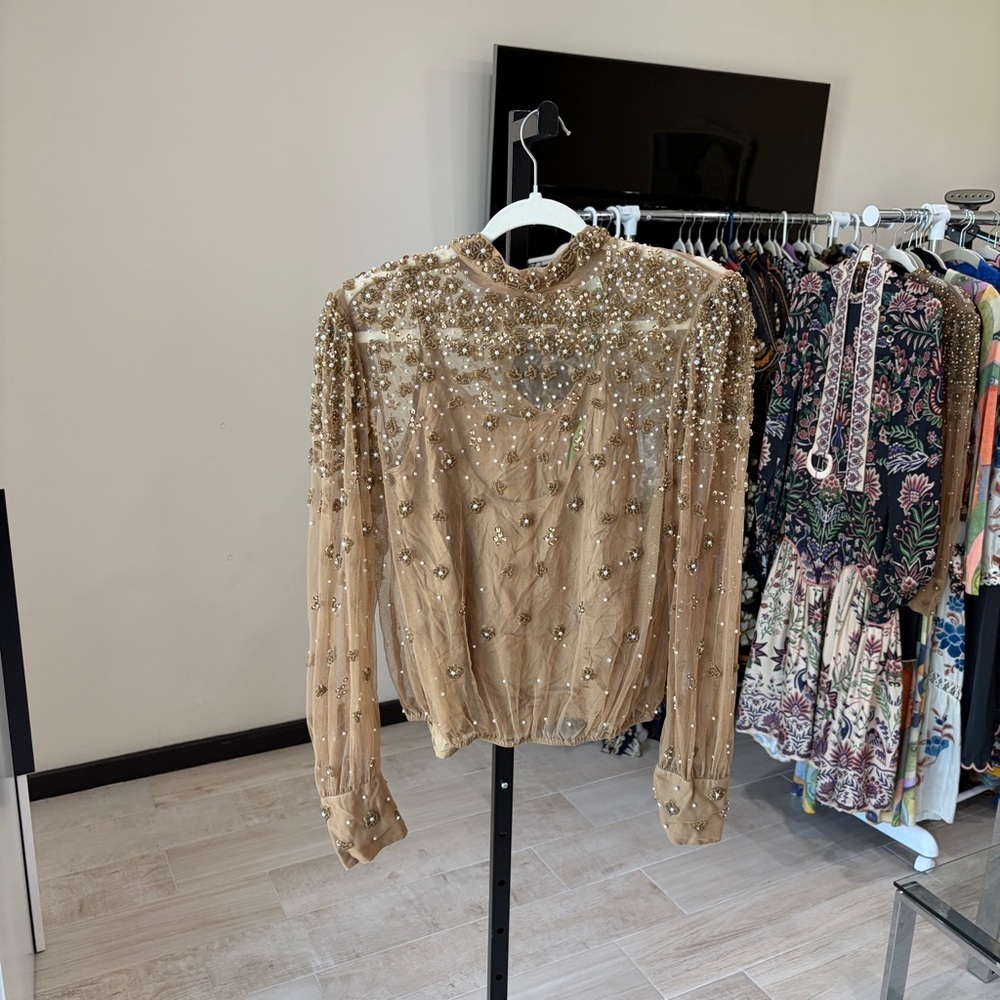 FARM Rio Embroidered Tulle Lined Blouse / Shirt - Picture 11 of 13